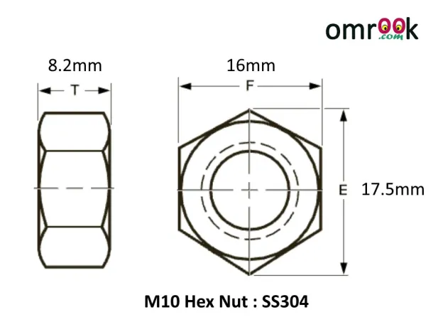 M10 Hex Nut SS304