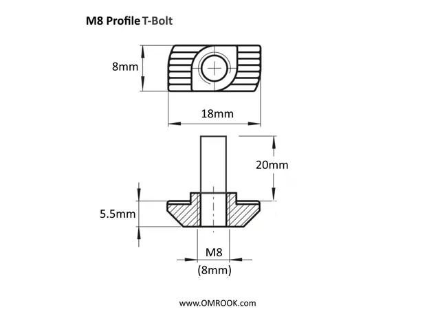 M8 Profile t-Bolt